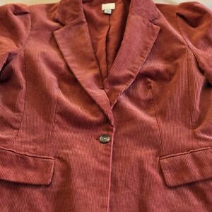 a new day Women's Rich Reddish Orange Corduroy Blazer